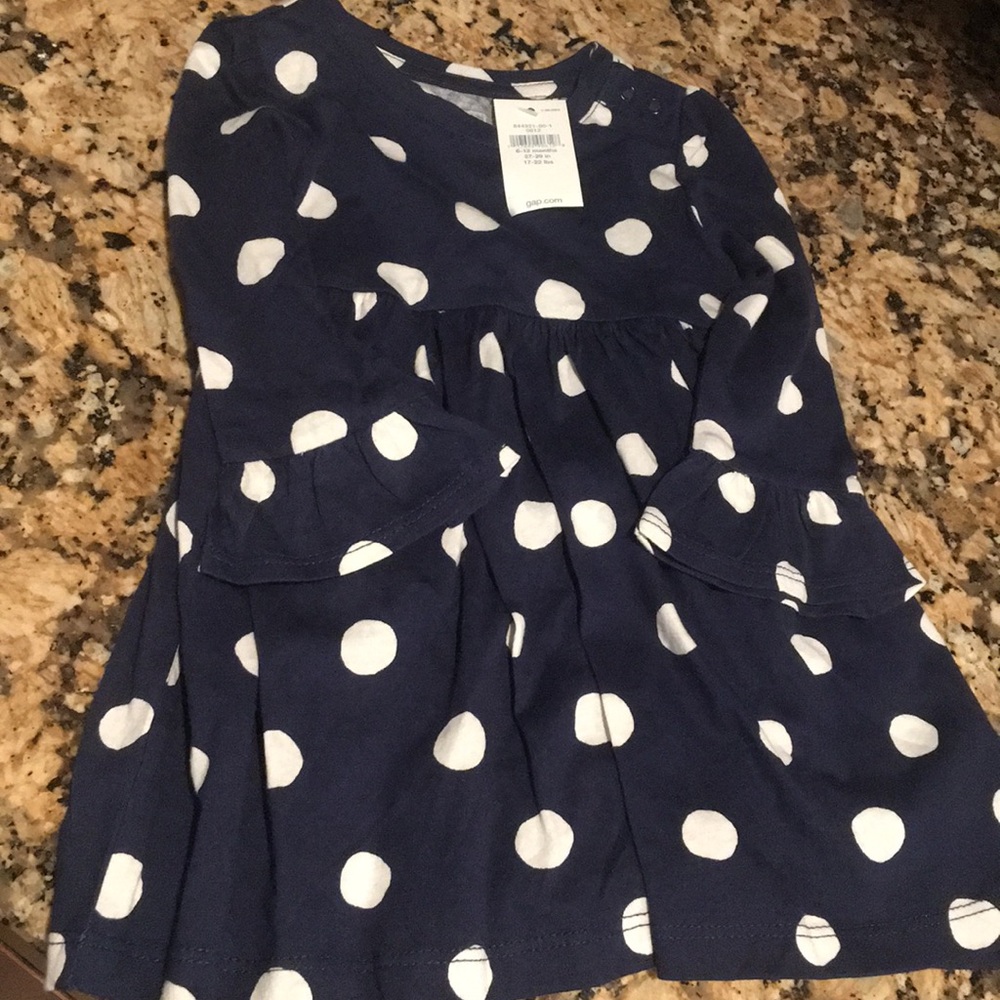 New with Tags Baby Gap navy polka dot dress